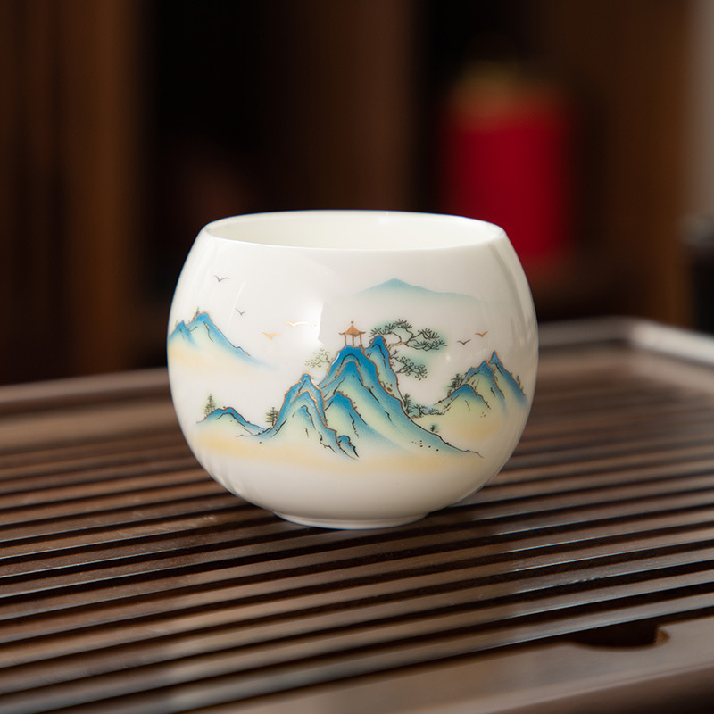 德化陶瓷杯罗汉杯主人杯单杯高端羊脂玉白瓷单个茶杯高档个人专用|undefined