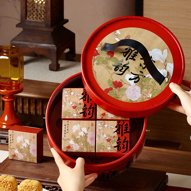 现货2025新款月饼礼盒圆桶硬盒子中秋6粒8粒月饼盒伴手礼高级感空|undefined