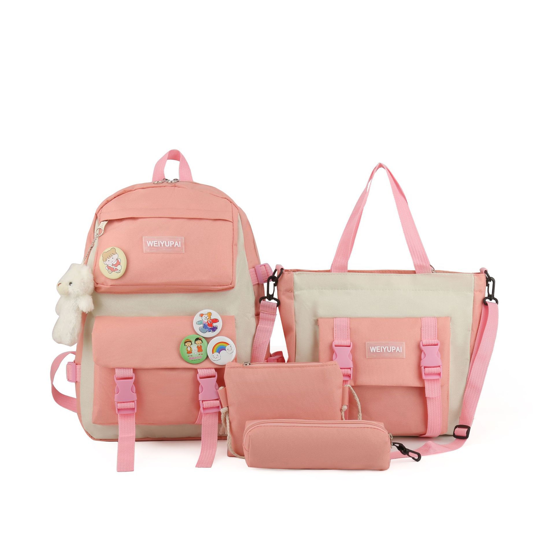 핑크 4종 세트 + 배지 + 곰돌이 키링