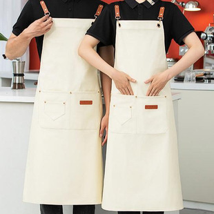 PU soft leather apron logo printing catering special waterproof and oil-proof restaurant aquatic kitchen supermarket work clothes