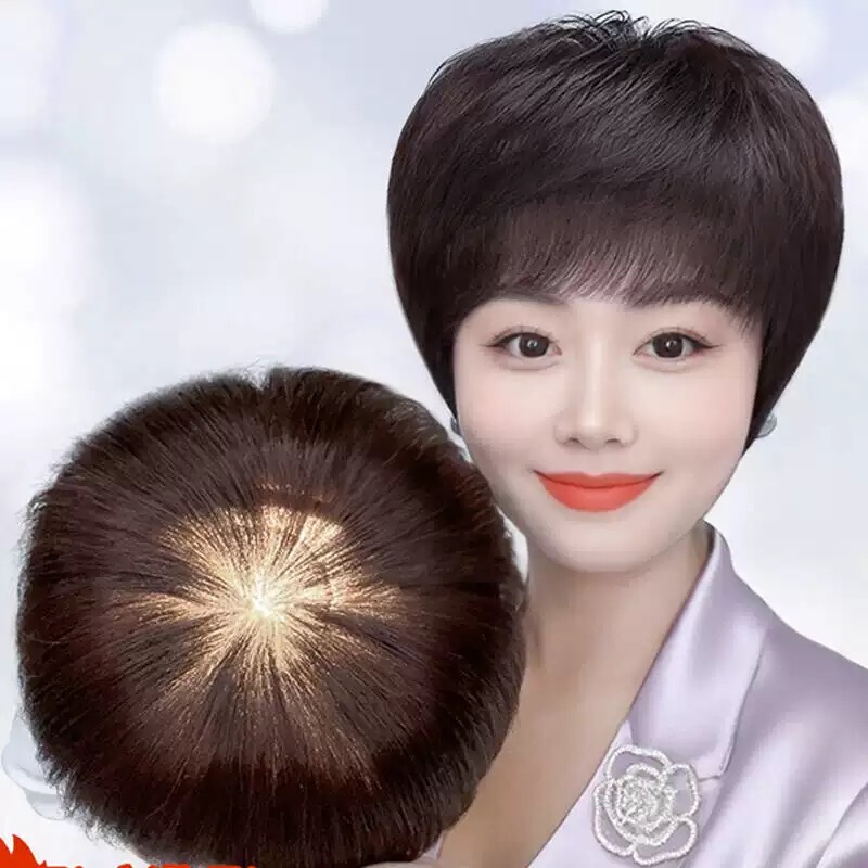 Wig for Women, Full Head Cover, Middle-Aged and Elderly Mom Style, Real Hair, Natural, Suitable for All Seasons, Hand-Woven Real Human Hair, Short Straight Hair Wig Wig for Women, Full Head Cover, Middle-Aged and Elderly Mom Style, Real Hair, Natural, Suitable for All Seasons, Hand-Woven Real Human Hair, Short Straight Hair Wig