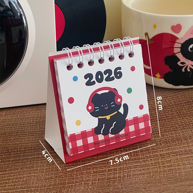 卡通桌面小台历2026学生计划本创意打卡可圈可画日历签到桌历摆件|undefined