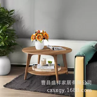 田园风木质茶桌轻奢家用简约小桌子客厅沙发多层边几实木卧室茶几
