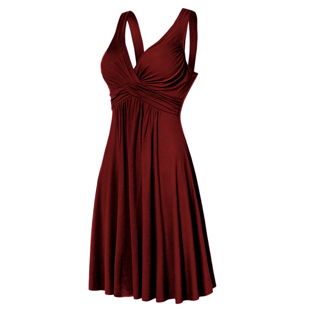 Women's Sheath Dress Elegant V Neck Patchwork Sleeveless Solid Color Midi Dress Date display picture 14