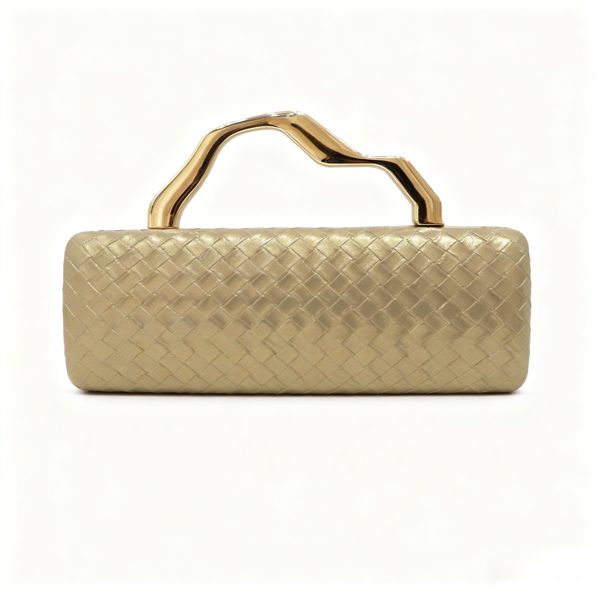 Europa y los Estados Unidos transfronterizos bolsa de cena de damas PU dorado trenzado bolso de mano cuadrado de hombro simple bolsa de moda lujosa bolsa de noche