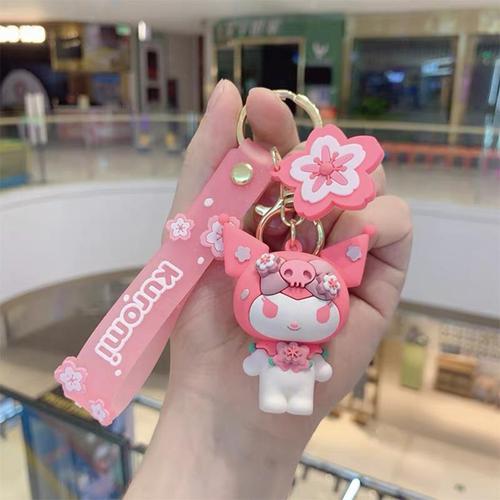 Sanrio series pink cherry blossom doll keychain cute Kuromi car bag street stall shopping mall claw machine