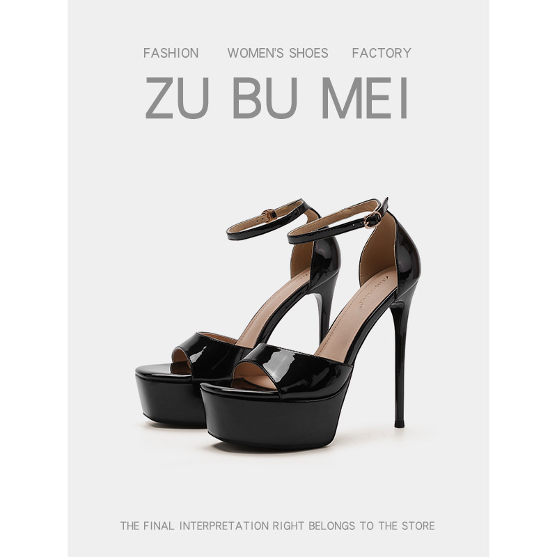 1488-2 Open-Toe High-Heeled Sandals, Breathable, Square-Toe Stiletto Heels, Waterproof Platform, Non-Tiring High-Heeled Shoes for Women