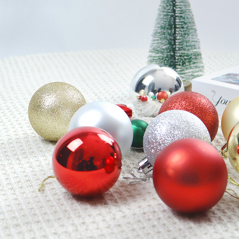 Adornos de Navidad 3/4/6/8cm24 juego de bolas de Navidad bolas de colores bolas de plástico galvanizado colgante de árbol de Navidad