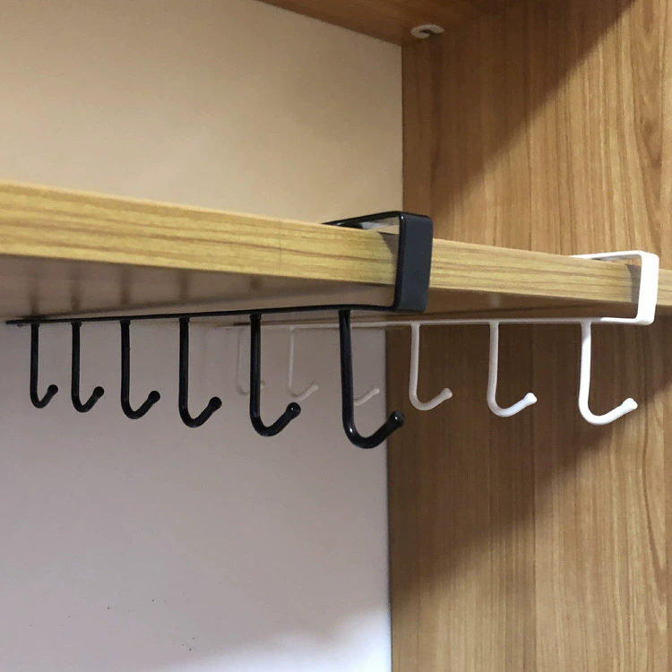Kitchen creative iron storage rack multi-functional wardrobe row hook organizer rack cabinet kitchen utensils traceless nail-free hook