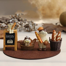 ♔面包摆件 日式zakka法式猫烘焙食玩卡通桌面车载树脂摆件礼