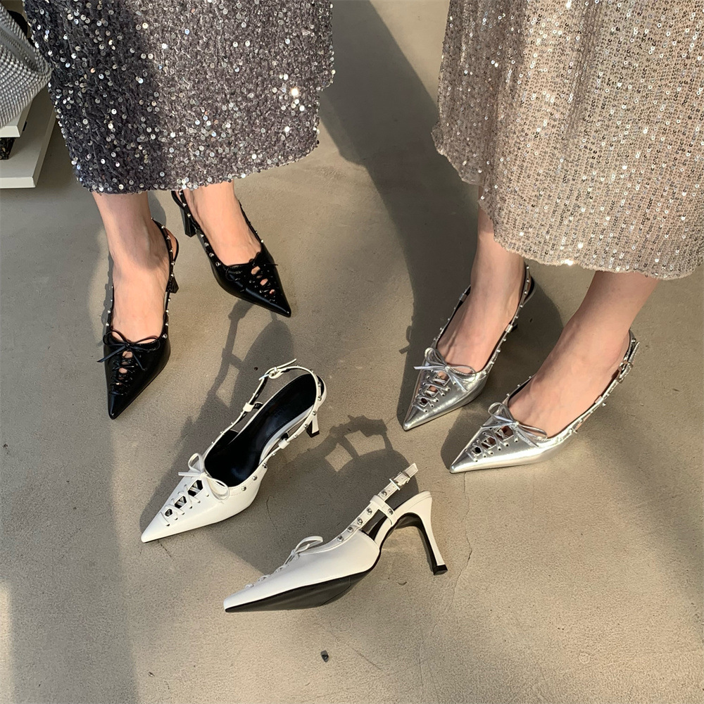 2024 New Spring Shoes European and American Pointed Toe Thin Heels Shallow Mouth Fashion Thin Front Straps and Back Vacuum Sandals_voghion.com