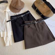 秋冬防走光A字毛呢半身裙女25新款气质高腰遮胯显瘦包臀西装短裙