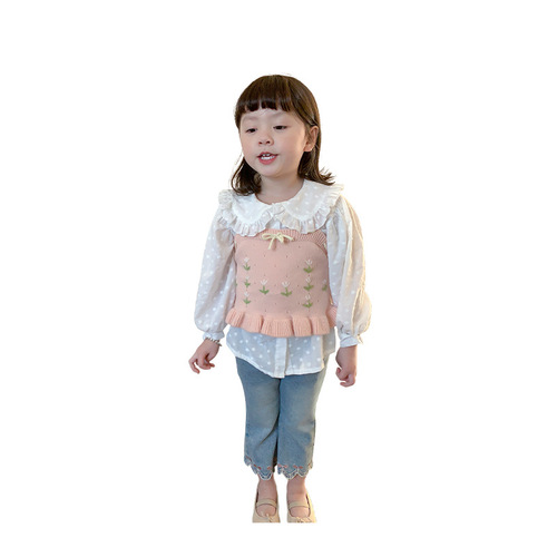Weimu Children's Clothing Children's Suit 2024 Spring New Style Girls Korean Style Vests Shirts Pants Baby Clothes