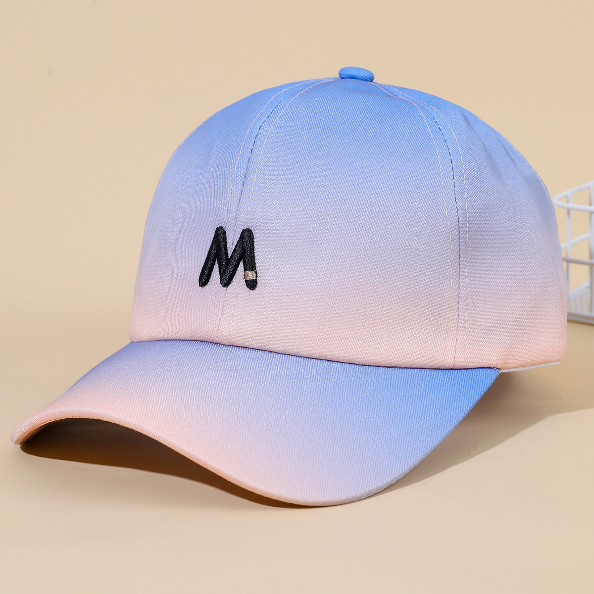 Gradiente de color gorra de verano de las mujeres estilo coreano calle Hipster bordado letra M gorra de béisbol dulce a prueba de sol todo partido moda