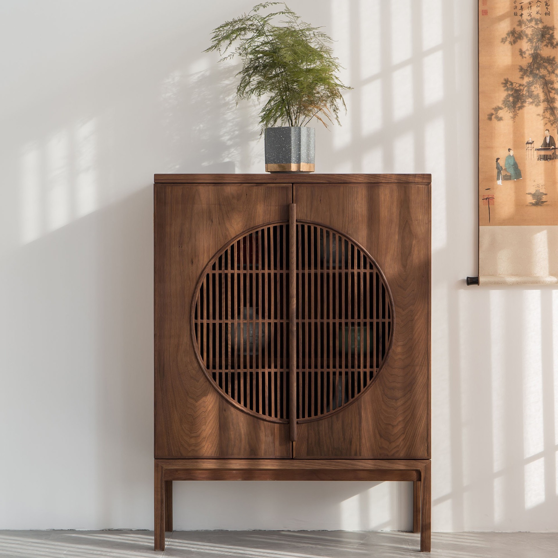 新中式老榆木餐边柜玄关柜门厅柜鞋柜家用客厅收纳柜实木置物柜