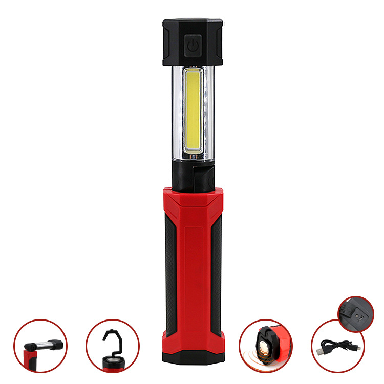 LED retractable auto repair work light, rechargeable COB emergency auto repair light, strong light magnetic car maintenance work light