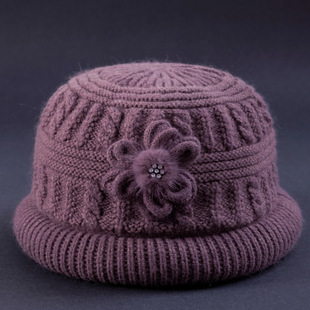 Middle-Aged and Elderly Autumn and Winter Mother's Hat Scarf Set Fleece-Lined Thickeneded Warm Wool Knitted Hat Women's Basin Hat Winter
