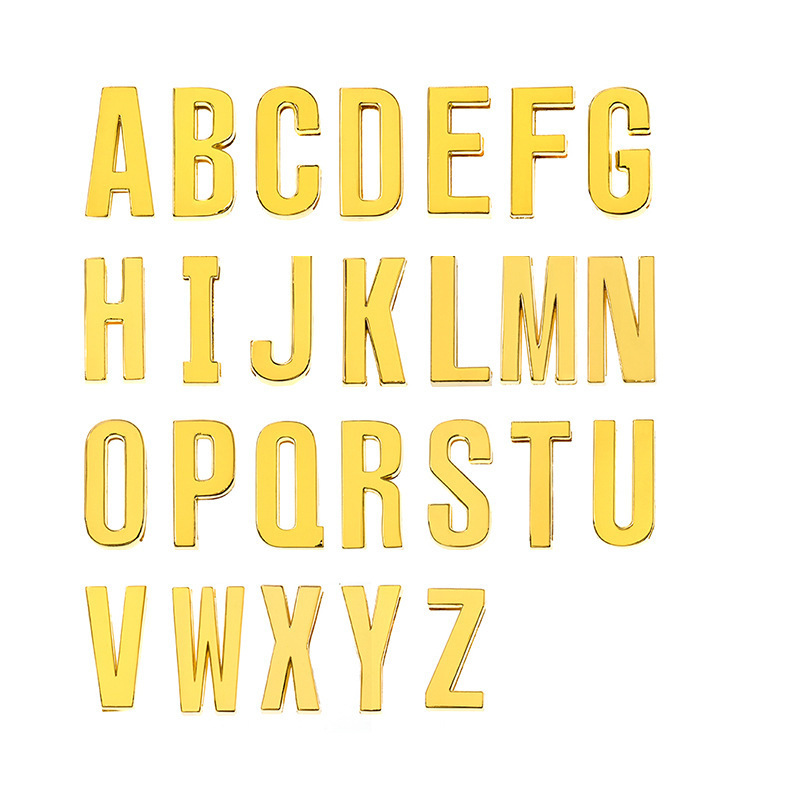 Golden glossy metal letters and numbers