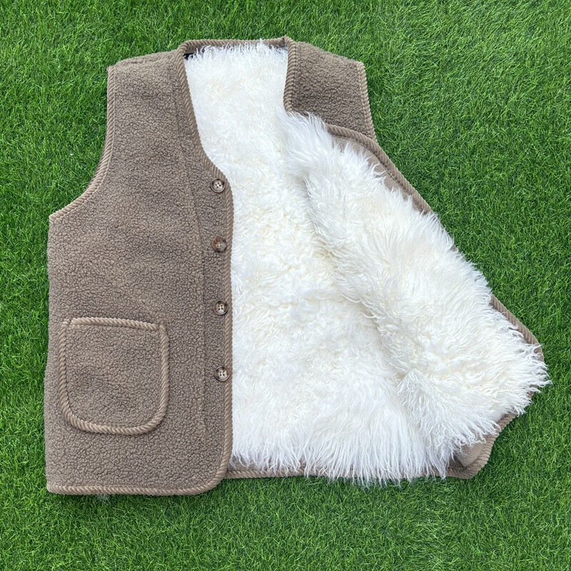 Wool Vest for Women, Fur Integrated Sheepskin Vest, Middle-Aged and Elderly Thickened Vest, Warm Winter Mother's Wear