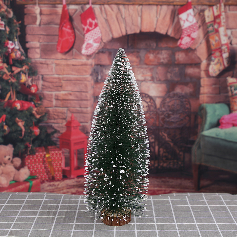 Mini Christmas Tree Desktop Ornaments DIY Pine Needle Tree Christmas Decoration Christmas Dipped in White Cedar Small Christmas Tree