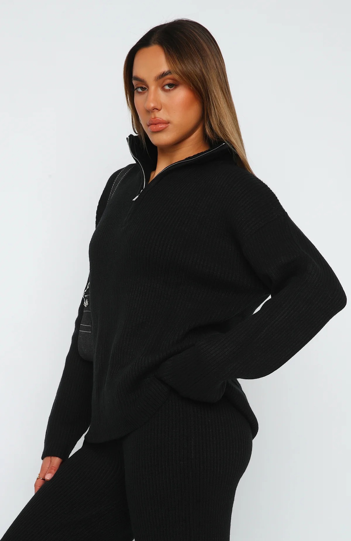 Damen Strick Zweiteiler Set Casual Langarm Pullover Und Hose_voghion.com