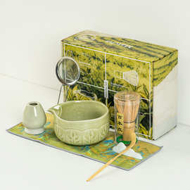 跨境专供抹茶碗套装茶筅立点茶工具抹茶粉百本立茶具配件套装陶瓷