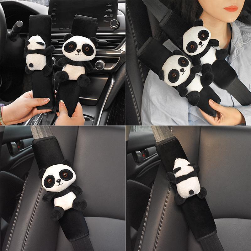 Car seat belt shoulder pad cute panda doll condom decorative cover soft extended couple car accessories