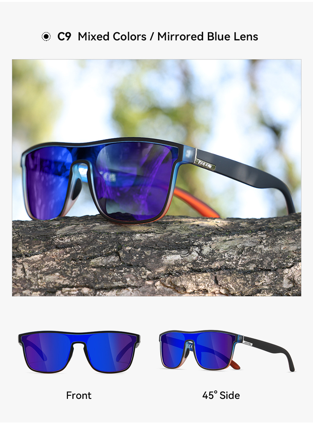KDEAM große Sonnenbrille neu polarisiert einteilig Sportsonnenbrille winddicht Sonnenbrille Metallscharnier KD528-PLUS