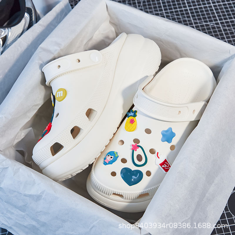 Bai Jingting's Same Style Soft Sole Cloud Puff Croc Shoes, Ultra-thick-soled Men's and Women's Outer Wear Non-slip Casual Baotou Slippers Bai Jingting's Same Style Soft Sole Cloud Puff Croc Shoes, Ultra-thick-soled Men's and Women's Outer Wear Non-slip Casual Baotou Slippers