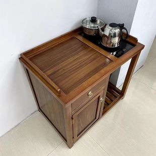 New Chinese Style Tea Cabinet Solid Wood Cabinet Walnut Side Table Side Cabinet Against the Wall Water Tea Table Tea Table Side Cabinet Integrated Cabinet