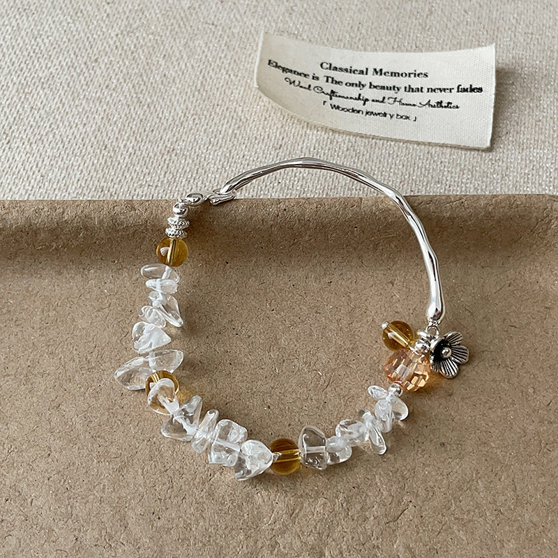 New Chinese Style Irregular White Crystal Beaded Bracelet for Women, Retro Light Luxury Versatile Fashion Trendy Temperament Bracelet Jewelry