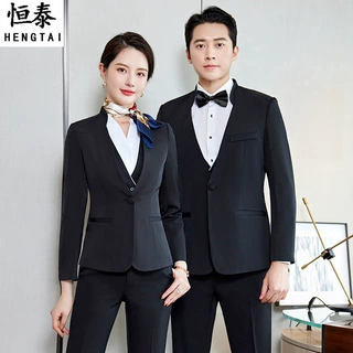 西服套装女春季新款男女同款工装酒店前台接待迎宾工作服西装正装