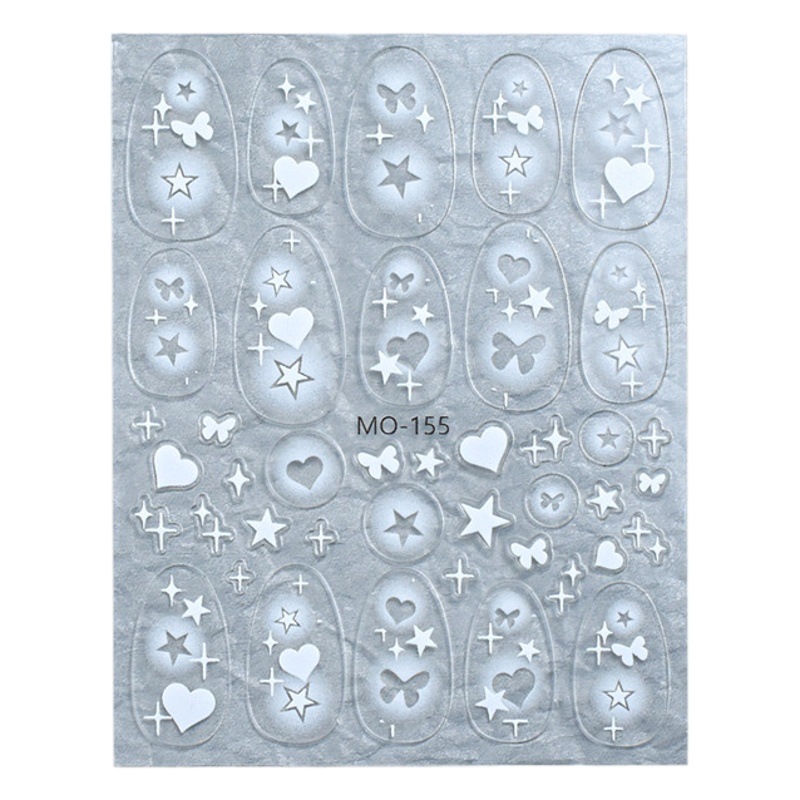 Corazón hueco de copo de nieve pegatinas de alivio de uñas Día de San Valentín elementos navideños árbol de Navidad pegatinas de uñas de campana