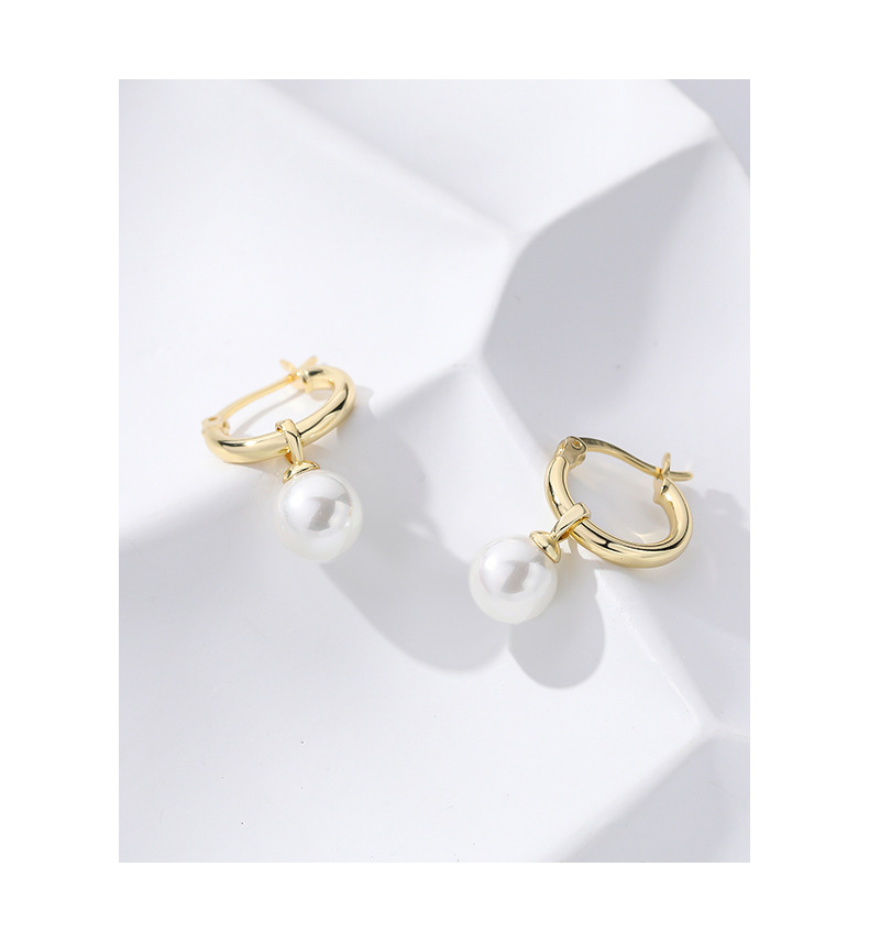 925 Sterling Silver Ear Needle Material Drop Earrings Classification 1 Pair 925 Sterling Silver Imitation Pearl Round Drop Earrings