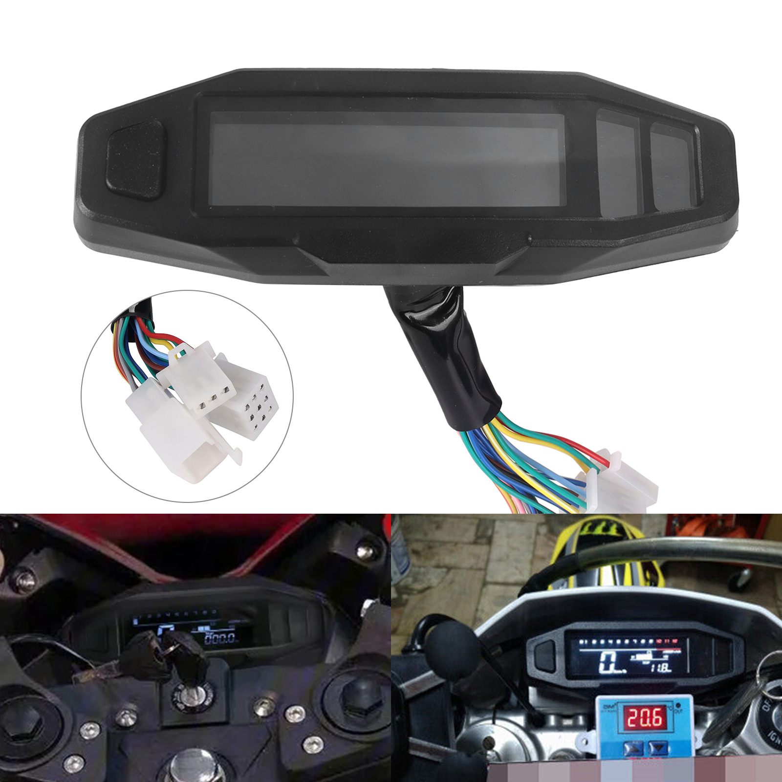 Motorcycle Modified Speedometer, Tachometer, Fuel Gauge, High-Definition Lcd Multi-Function Digital Electronic Instrument