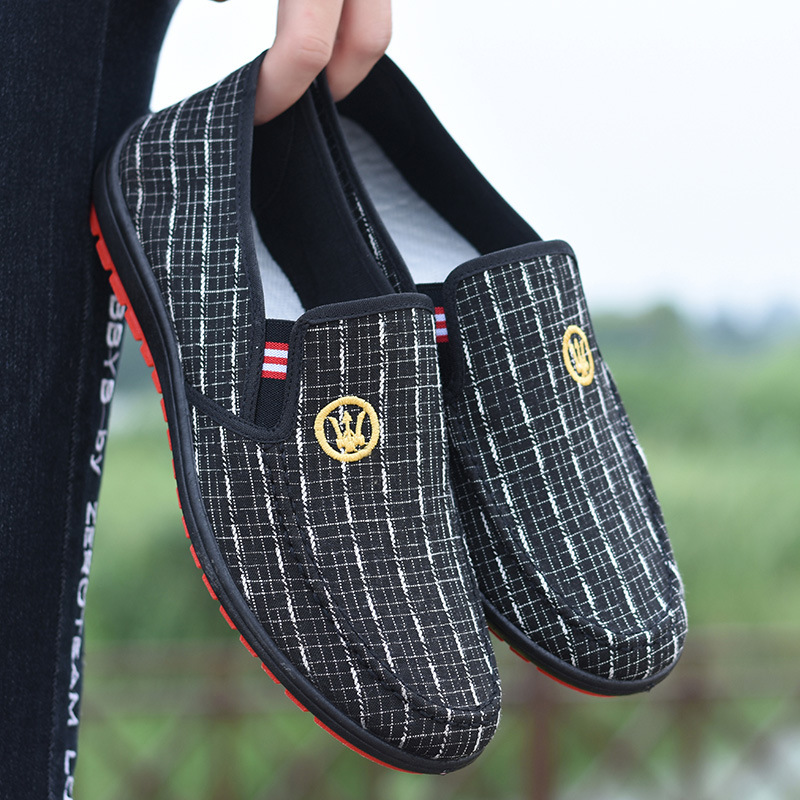 老北京布鞋男春秋休闲鞋一脚蹬工作鞋子男士帆布鞋时尚牛筋底板鞋|ru