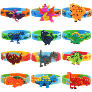 Cross-Border New Product Jungle Jurassic Dinosaur World Cartoon Animal Children's Silicone Bracelet Manufacturer Spot Direct Sale