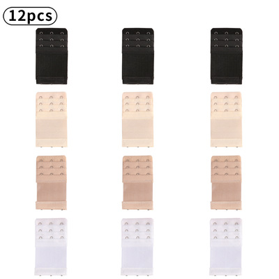 12pcs松緊彈力三排三扣文胸加長扣內衣扣延長扣胸罩背扣跨境現貨