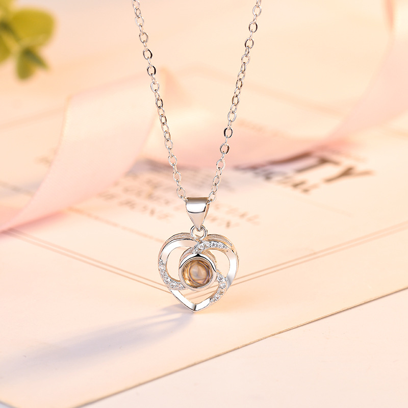 Daily Occasion Copper Material 1 Piece Lady Heart Shape Copper Plating Inlay Artificial Gemstones Pendant Necklace