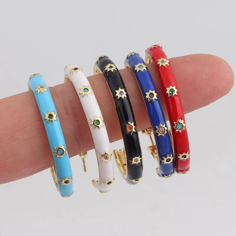 Циркониевые солнечные earrings, многоцветные серьги, европейский стиль, мини-инкрустация, простой и элегантный дизайн