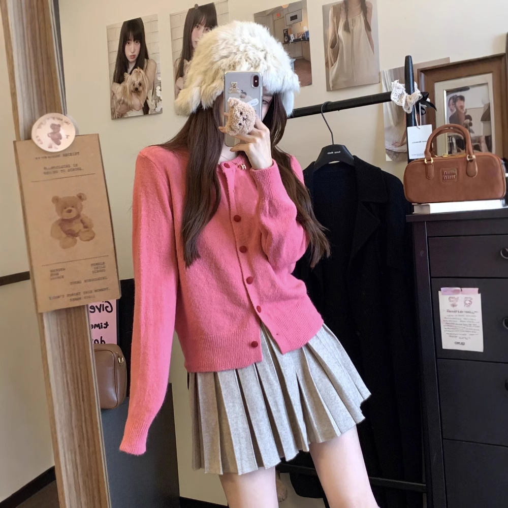 2025 primavera nueva reducción de envejecimiento suelta suave pegajosa con cardigan de punto de mujer suéter de aire suave blusa de adelgazamiento image 5