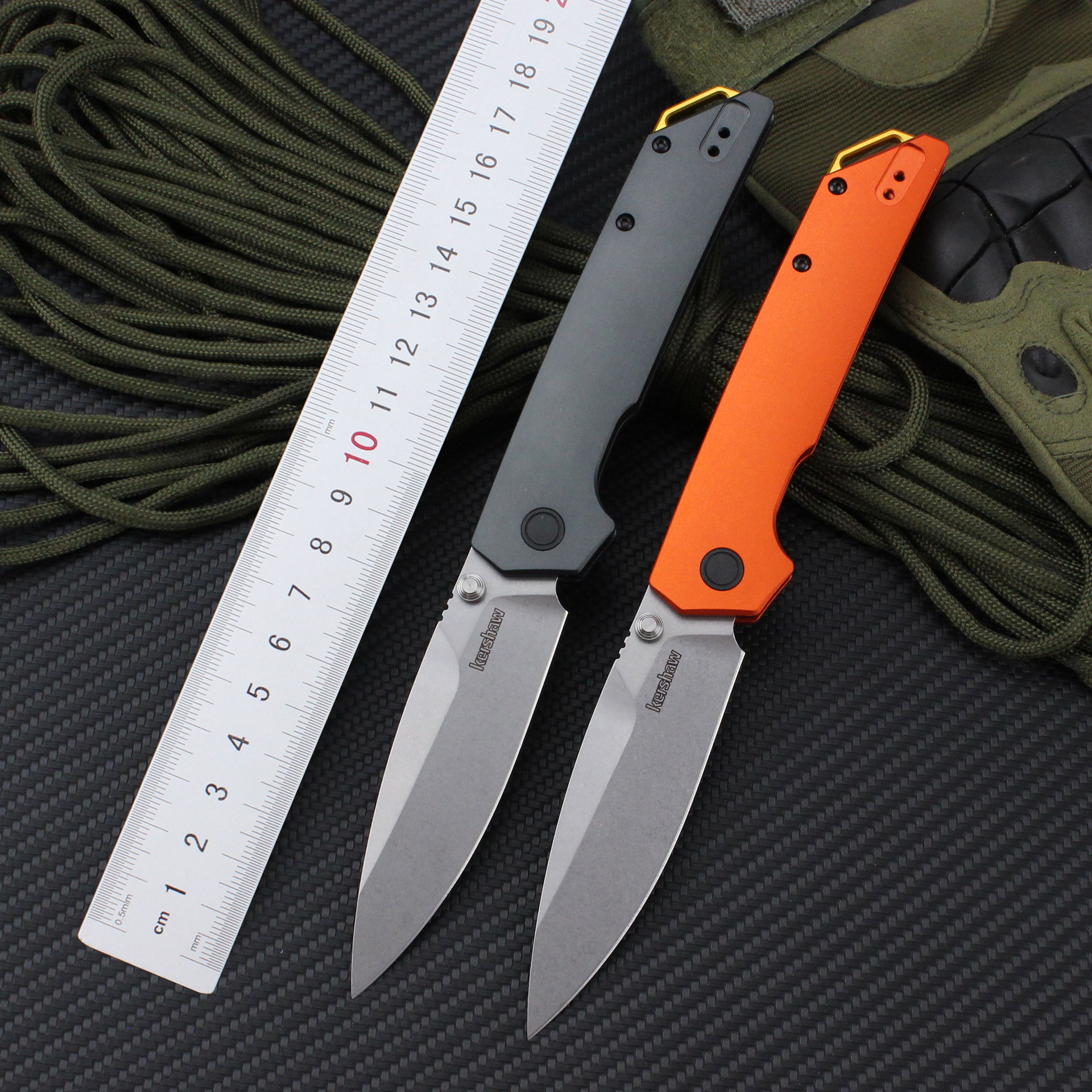 卡秀克肖2038铝合金手柄高硬度户外折叠刀D2求生战术钓鱼跨境折刀