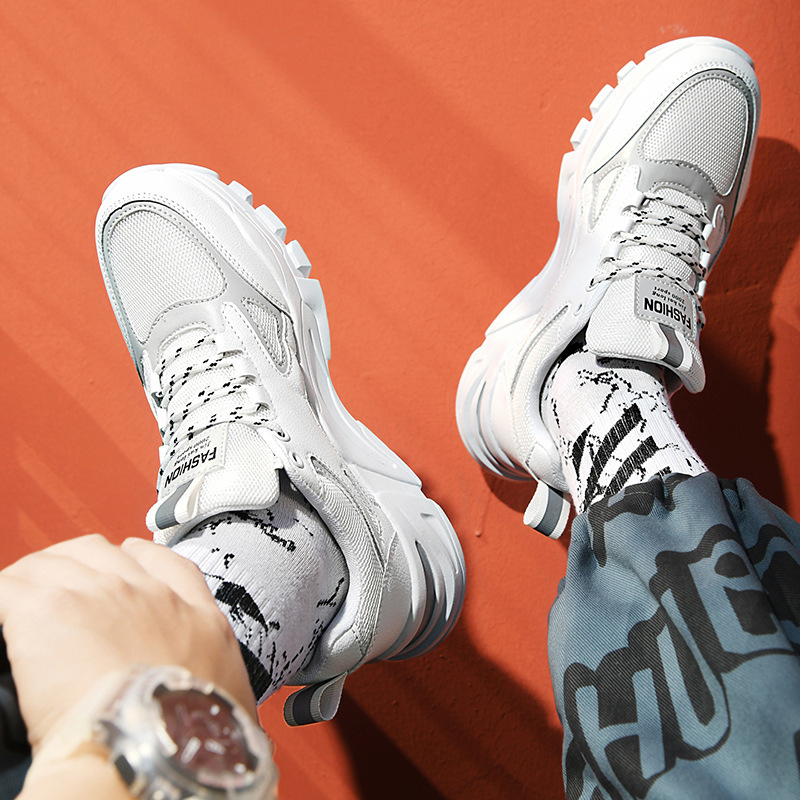 2021夏季软底 白色跑步运动鞋男士休闲潮鞋网面透气鞋轻便男鞋子|ms