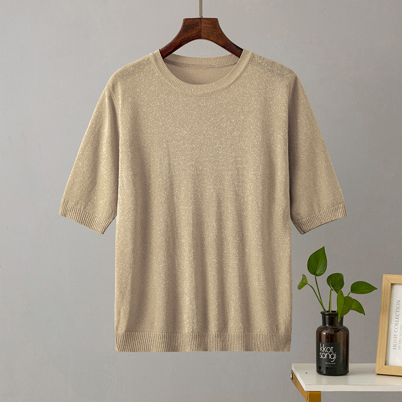 146g Weight Half Sleeve Sleeve Length Regular Sleeve Sleeve Type stretch cotton Fabric Type Regular Top Length T-shirt Tops Type Daily Occasion Round Neck Neckline Bright Silk Function Slim Fit Type Solid Color Pattern Summer Season Women's Gender Casual, Basic, Commute style Style Wholesale Women's Casual Basic Commute Style Solid Color Half Sleeve T-Shirts 7