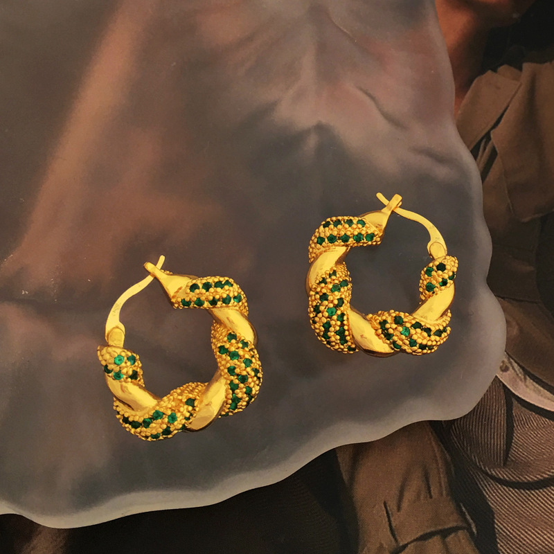 Fashion Geometric Copper Hoop Earrings Plating Zircon Copper Earrings