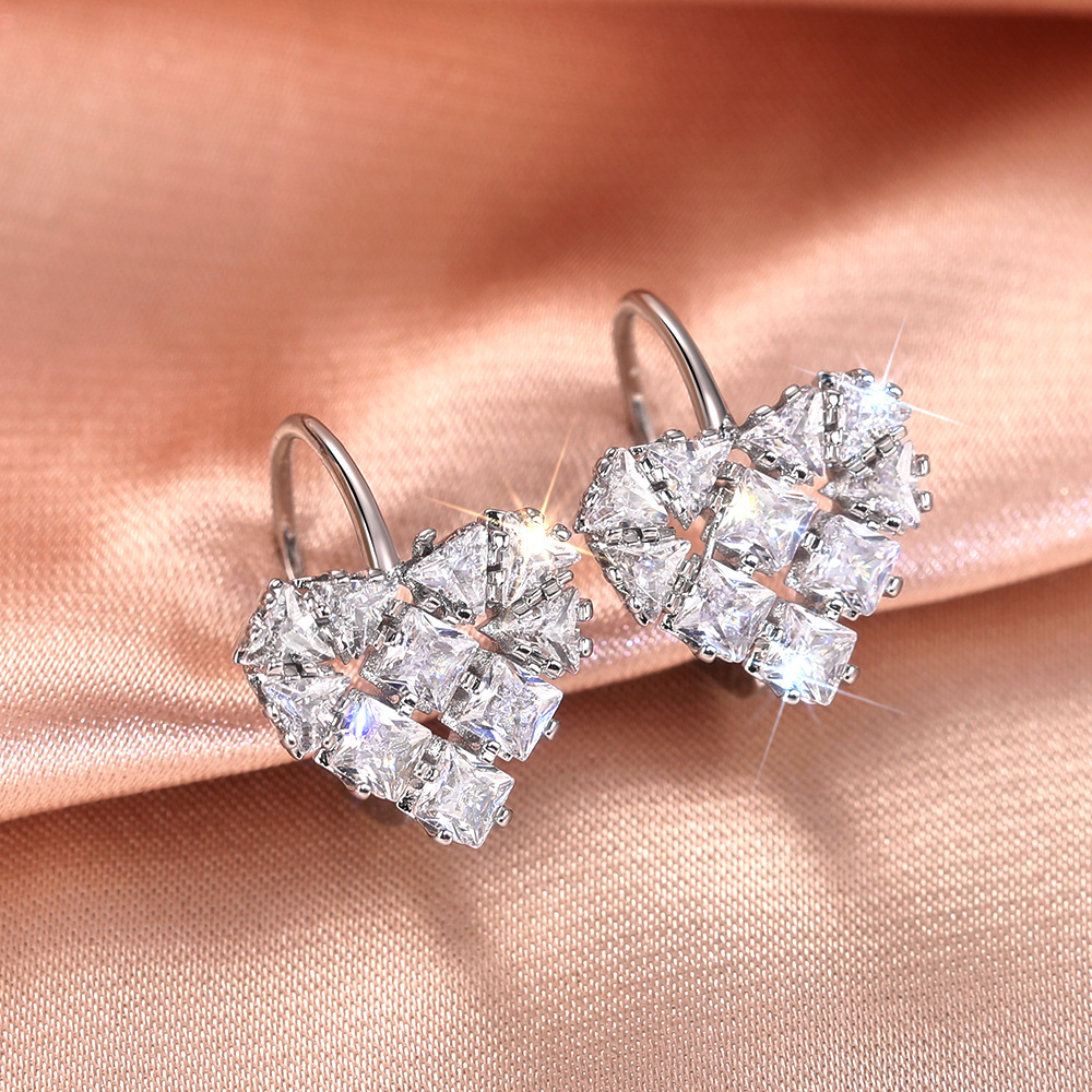 8g Weight 304 Stainless Steel Ear Needle Material Zircon Inlay Material Earrings Classification 1 Pair Quantity Holiday, Daily Occasion Copper Material Heart Shape Pattern All Seasons Season Women's Gender Modern Style Style 1 Pair Modern Style Heart Shape Copper Zircon Earrings 1