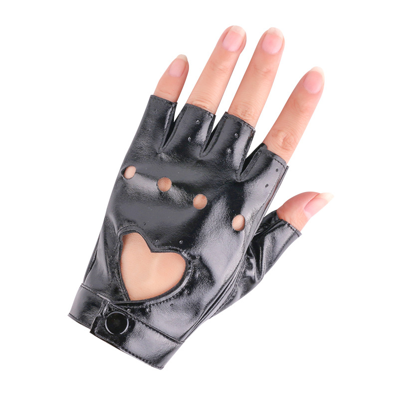 Guantes de baile de las mujeres hip hop punk etapa rendimiento trueno medio dedo guantes discoteca fotografía pu cuero baile guantes image 9