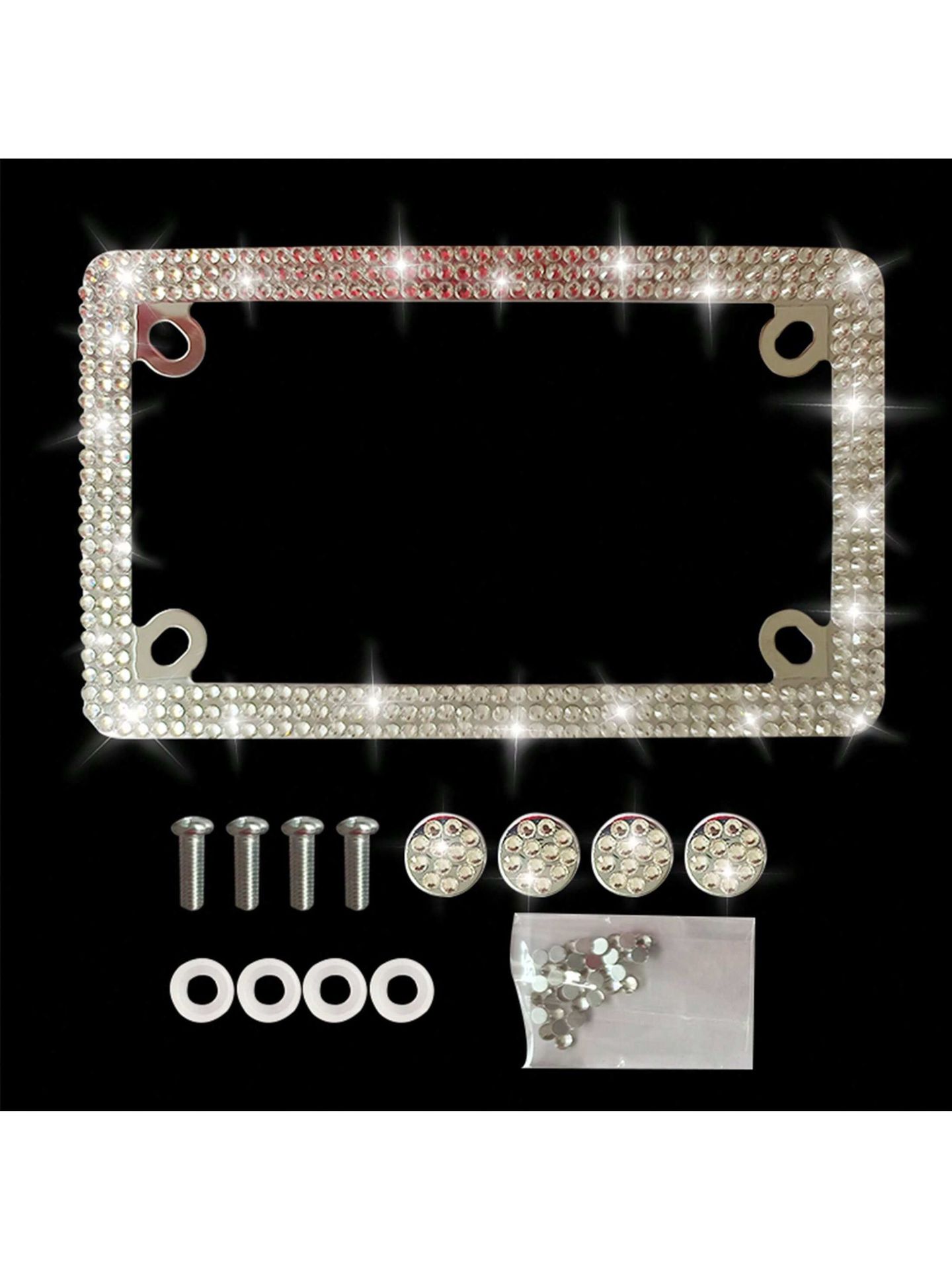 Rhinestone License | Motuoche License plate holder/license plate holder - white-red