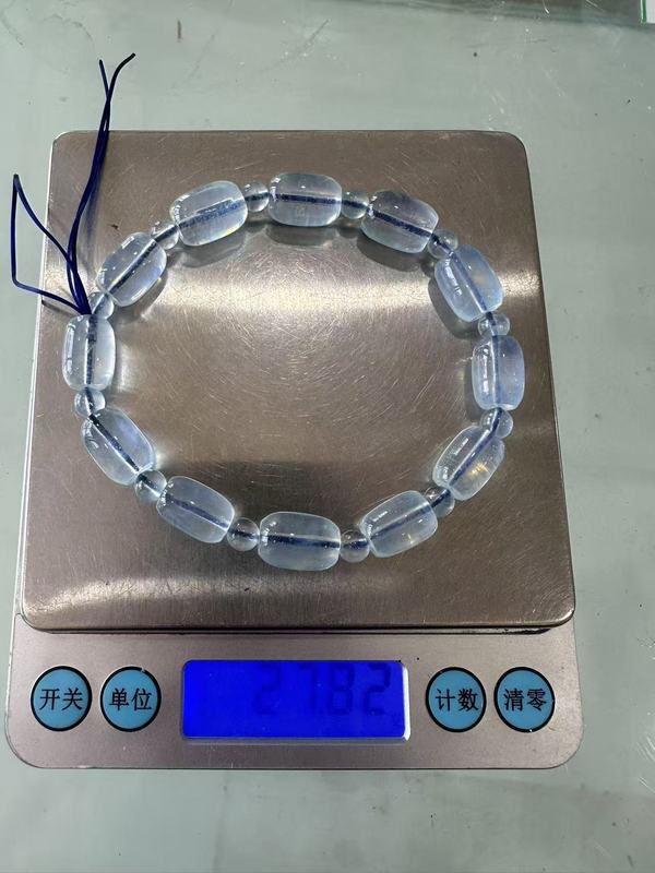 天然水晶アクアマリンブレスレットレディースライト高級ハイエンドブルーブレスレットバレルビーズハンドジュエリービーズ|undefined