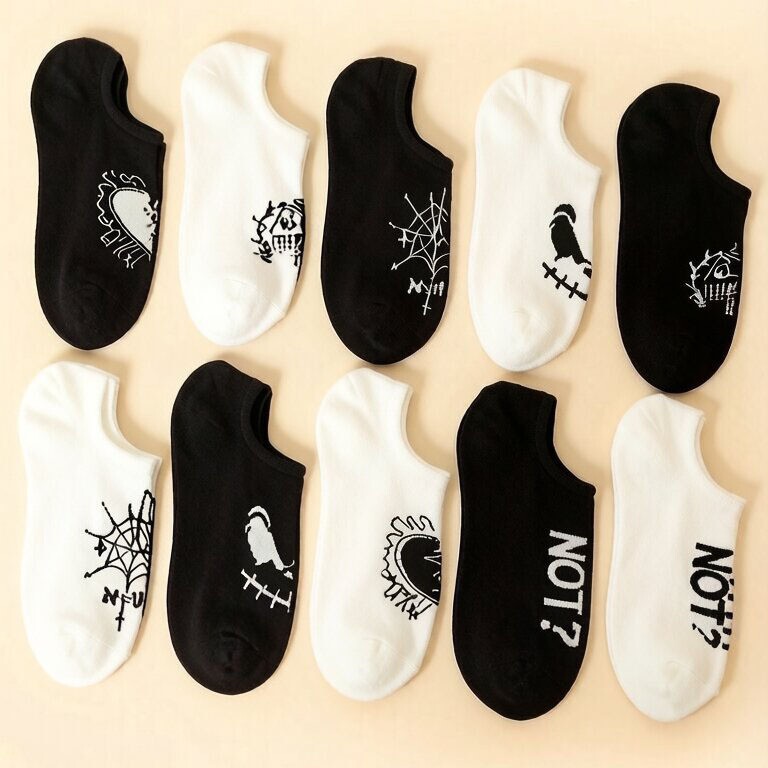 Zhuji Socks for Men and Women, Black and White Couple's No-Show Socks, Non-Slip, Invisible Socks, Sweat-Absorbing, Odor-Resistant, Sports Short Socks Zhuji Socks for Men and Women, Black and White Couple's No-Show Socks, Non-Slip, Invisible Socks, Sweat-Absorbing, Odor-Resistant, Sports Short Socks